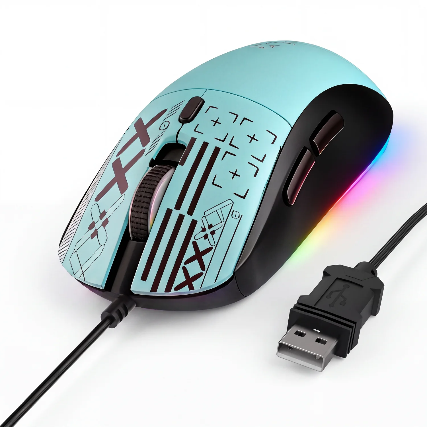 Ratón gaming con retroiluminación RGB, hasta 3600 DPI, compatible con usuarios diestros y zurdos, ratón óptico RGB ergonómico para PC.