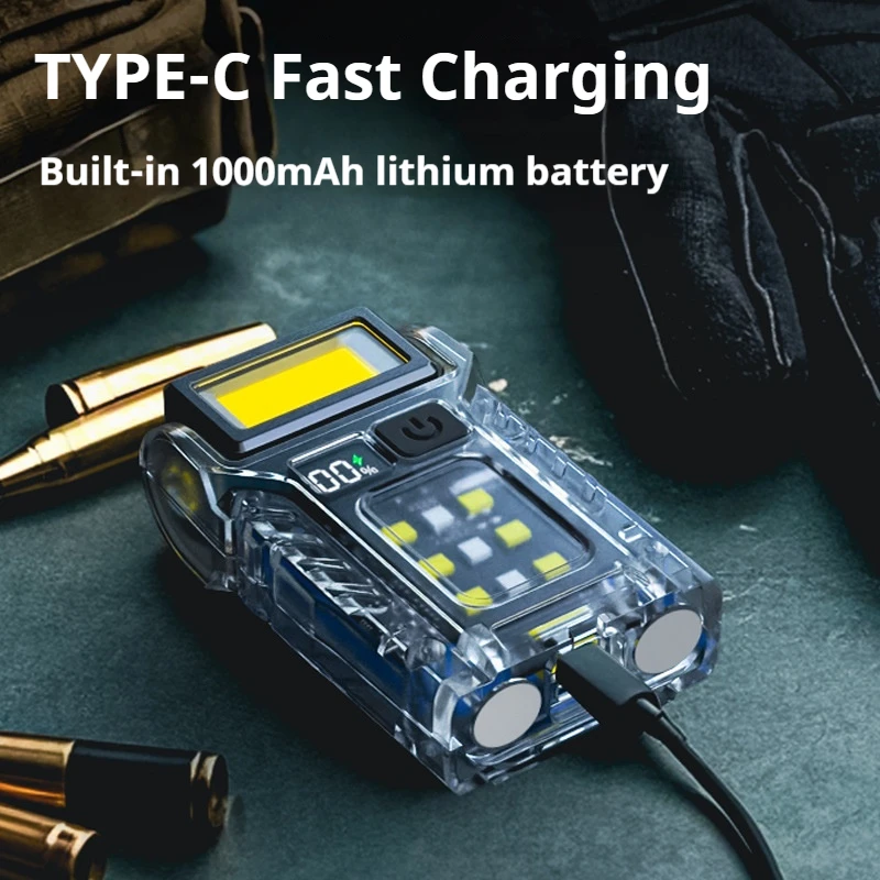 Multifunctional Work Light USB-C Rechargeable Outdoor Tourch Portable COB+LED Powerful Flashlight for Camping Fishing Walking