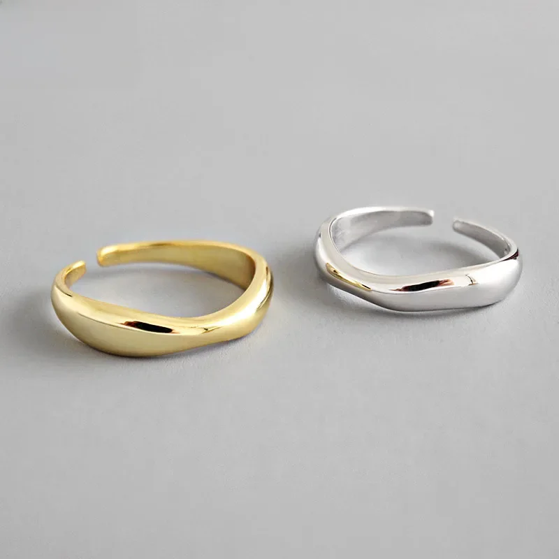 XIYANIKE-Anéis de Onda Irregular Cor Prata para Mulheres, Anéis Geométricos Simples, Jóias