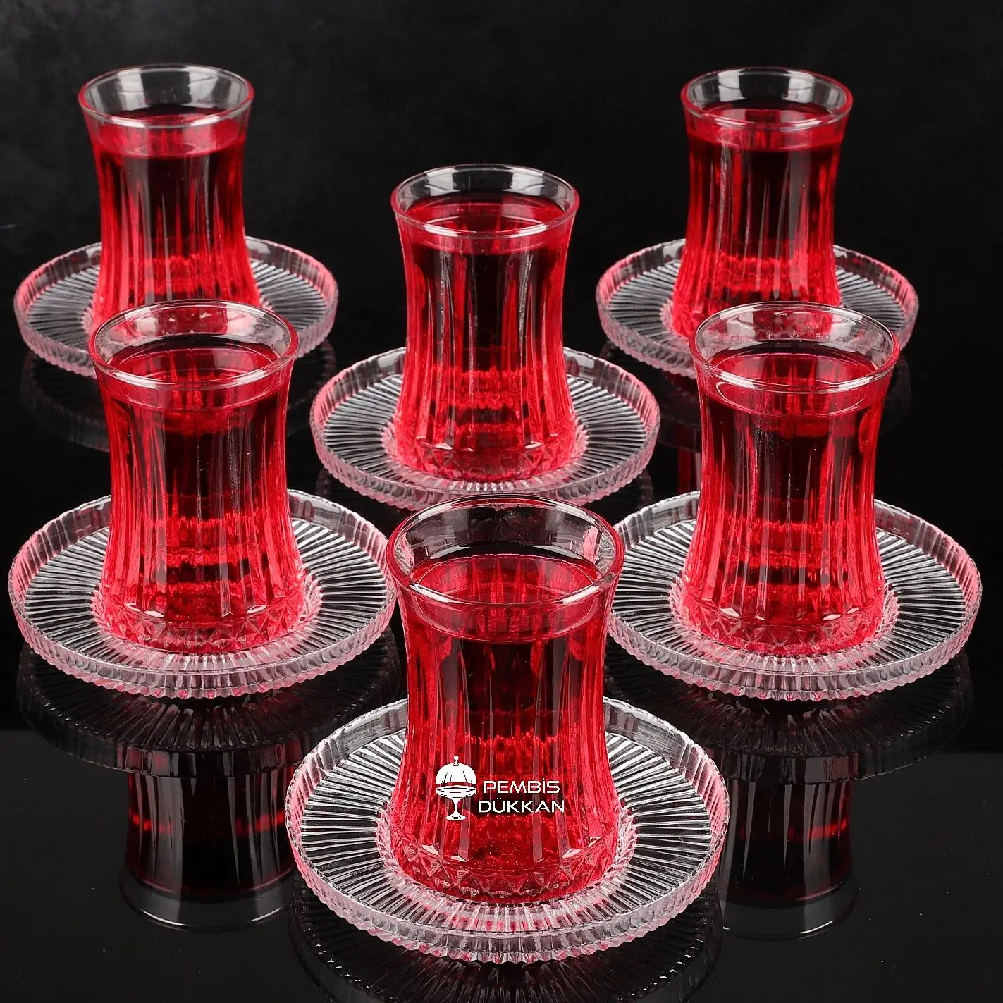 

NEW TEA SET FOR 6 PERSONS DKM IT CONSISTS OF 6 TEA GLASSES AND 6 TEA PLATES.