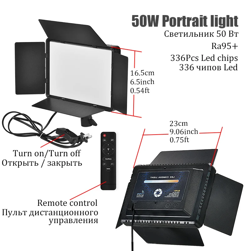 BFOLLOW 50W 10 inch Panel Portrait Lamp Fill Light with Tripod Desk Mount Stand for Videography Record Video Filming Podcast