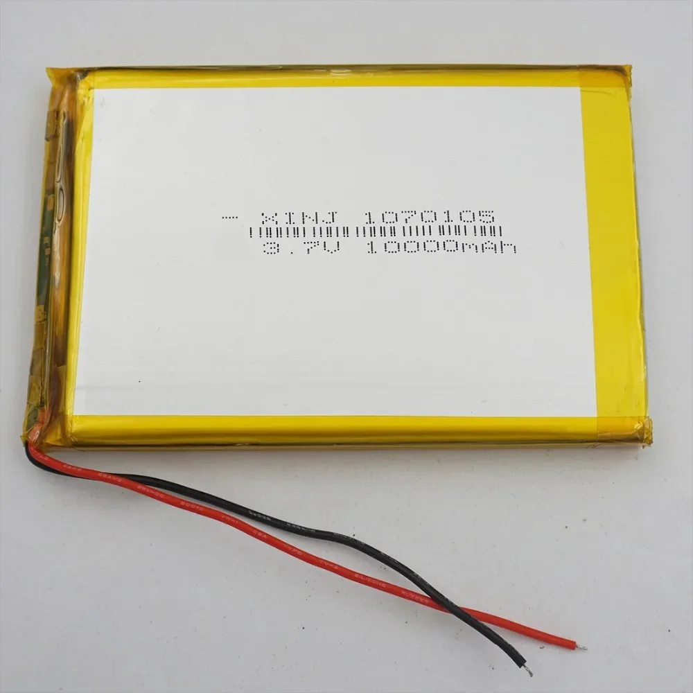 3.7V 10000mAh 37Wh Li-Polymer Li Lithium Battery 1070105 Repair Controller GPS MID DVD Power Bank Outdoor Solar Lamps Tablet PC