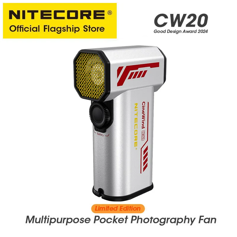 

NITECORE CW20 Sliver Multipurpose Pocket Photography Fan Limited Version Electric Portable Fan Blower for Canon Sony Short Video