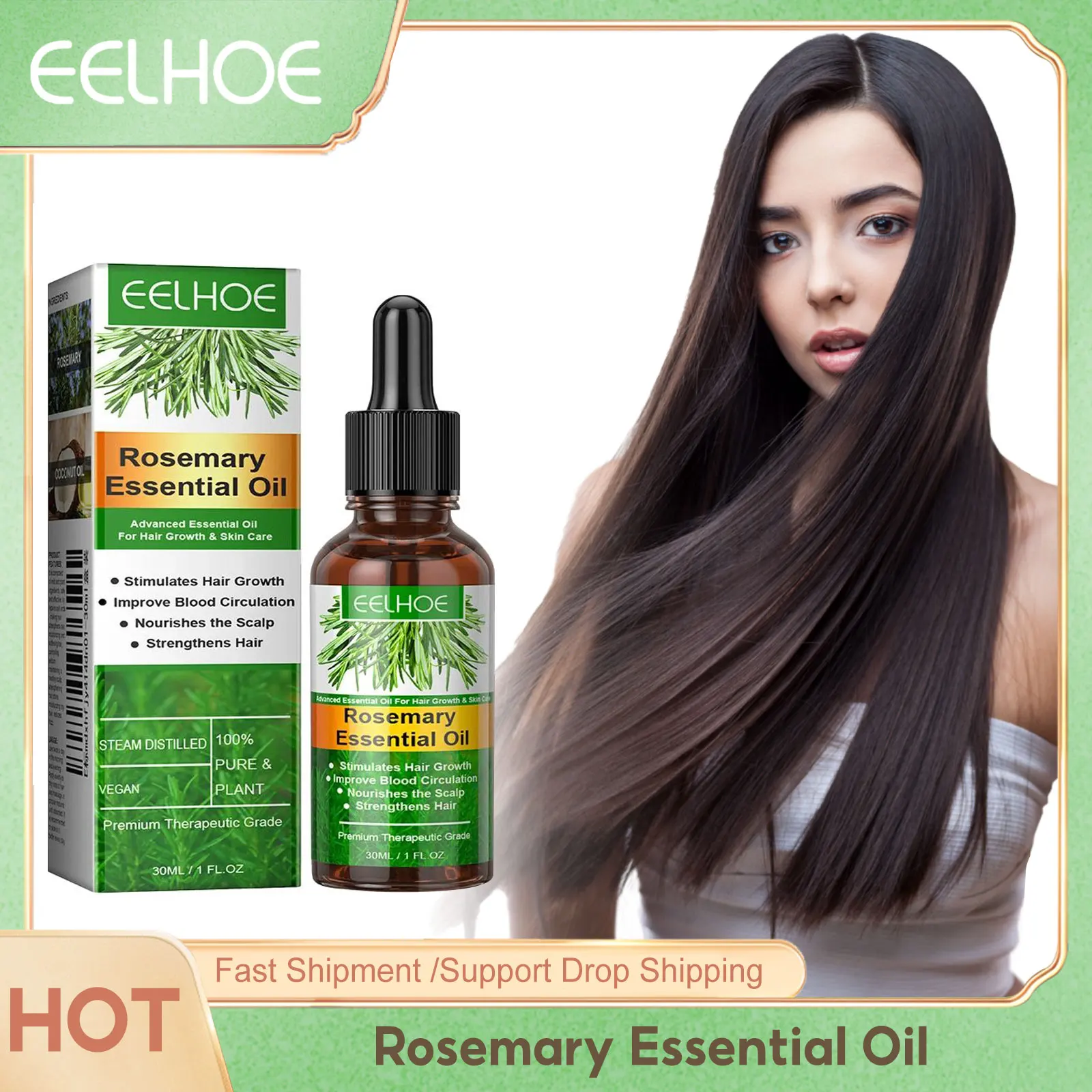 

EELHOE Hair Growth Essential Oil Rosemary Nourishing Dryness Hair Split End Repairing Treatment Moisturizing Smoothing Hair Care