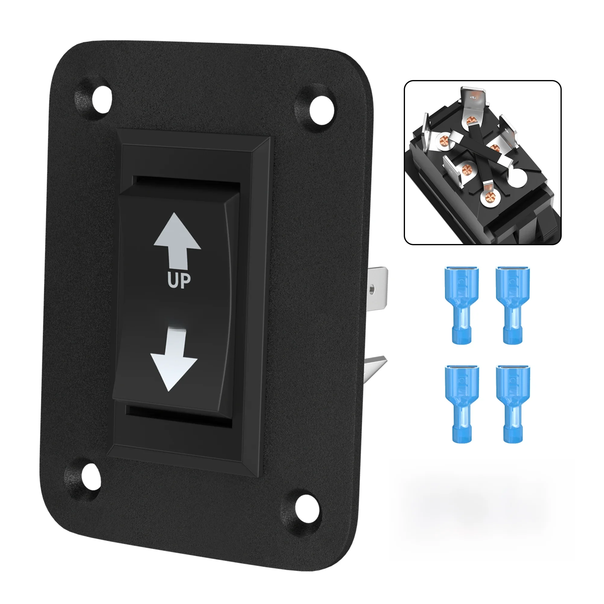 DaierTek interrupteur de polarité inverse momentané haut vers le bas 12V 30A DPDT interrupteur d'inversion de polarité RV interrupteur de prise d'alimentation pour 5ème roue