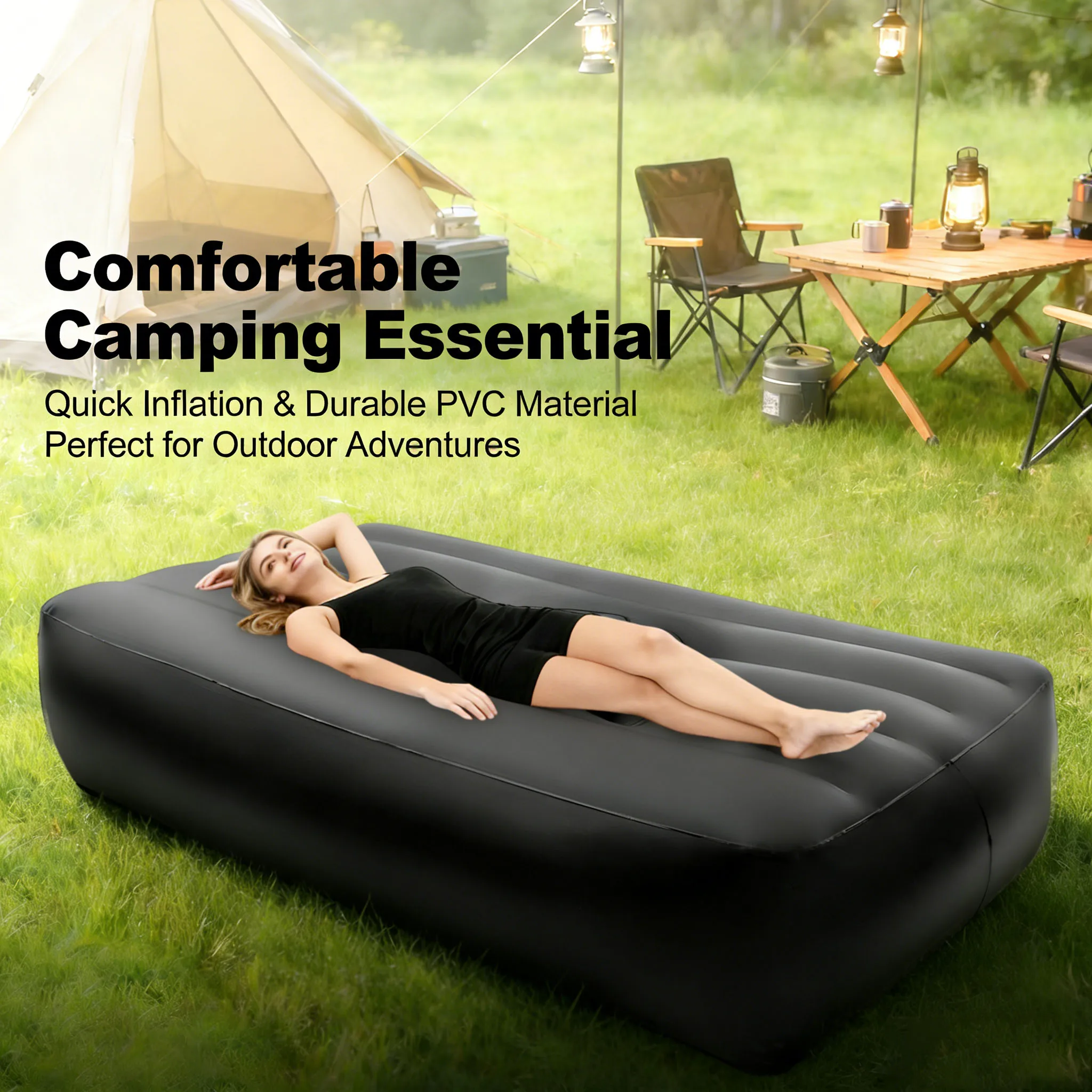 

PVC Post Surgery Recovery Bed with Hole for Home Camping, Inflatable Mattress, Waterproof Tear-Resistant, Portable Guest Bed