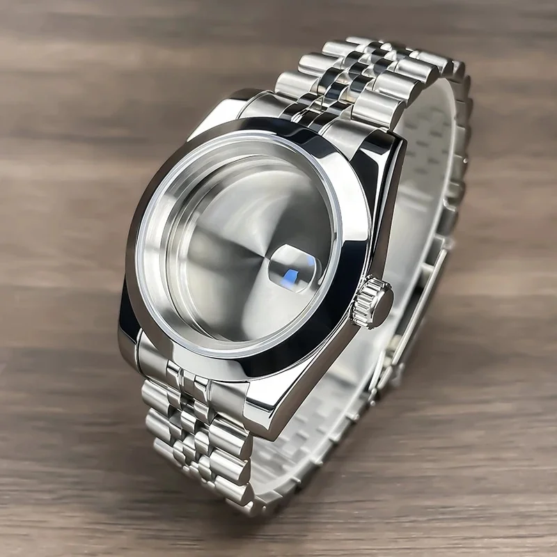 39mm platte bezel NH35 kast saffierglas roestvrijstalen kast voor Seik Mod vervangende onderdelen passend voor NH35 NH36 uurwerk horlogekasten - afbeelding 2