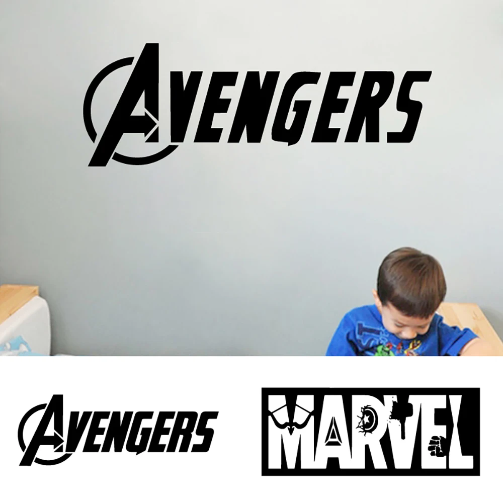 The Avengers Logos Vinyl Art Stickers Boys Room Wall Decor Super Heroes Decal Laptop Car Window Decoration