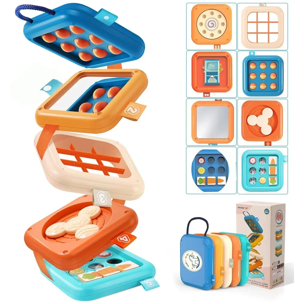 Zabawki Montessori Busy Board Baby Activity Cube Zabawki sensoryczne Składane puzzle Umiejętności motoryczne Wczesne zabawki edukacyjne dla dzieci w wieku 1+ — zdjęcie 2