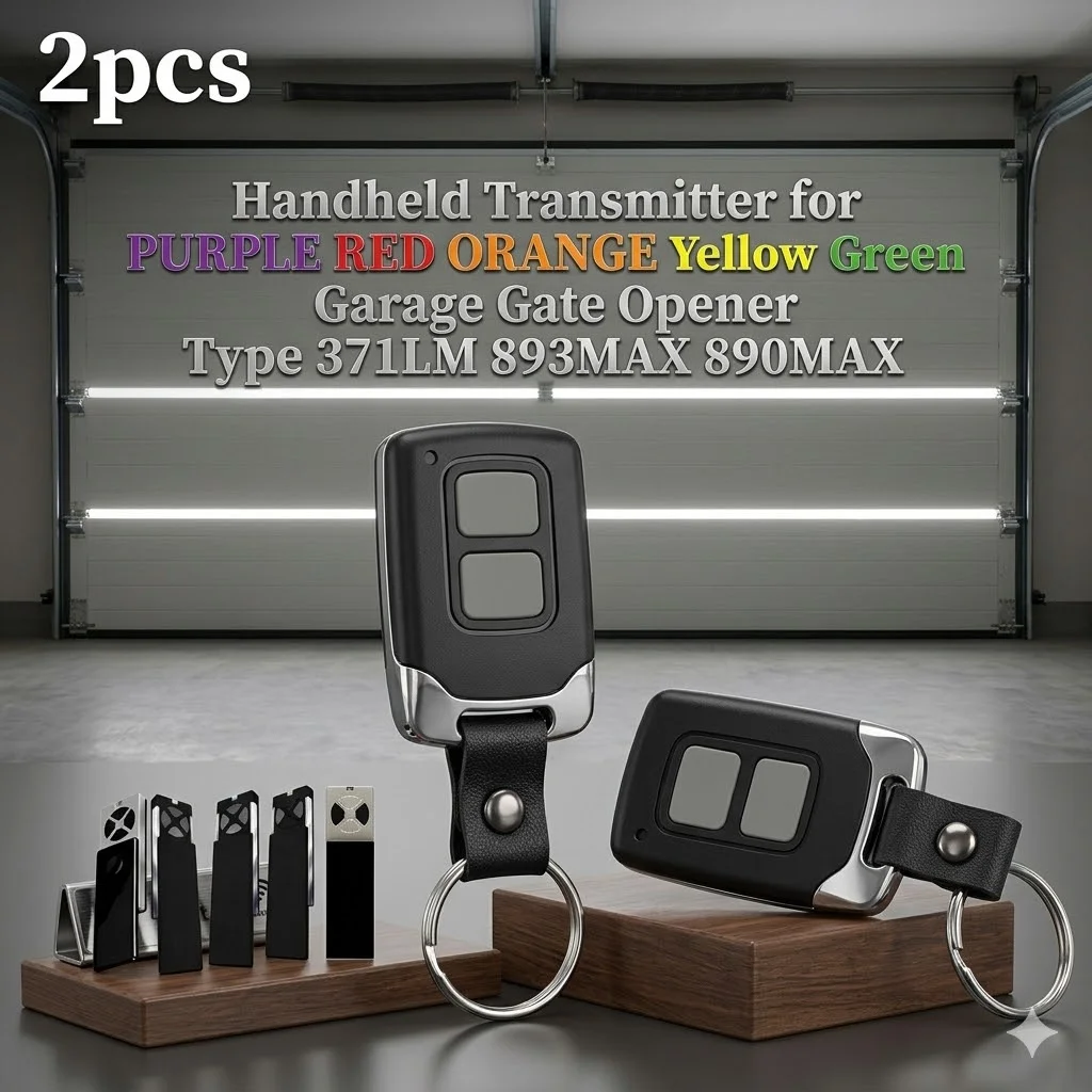 

2PCS Remote Control Handheld Transmitter for PURPLE RED ORANGE Yellow Green Garage Gate Opener Type 371LM 893MAX 890MAX
