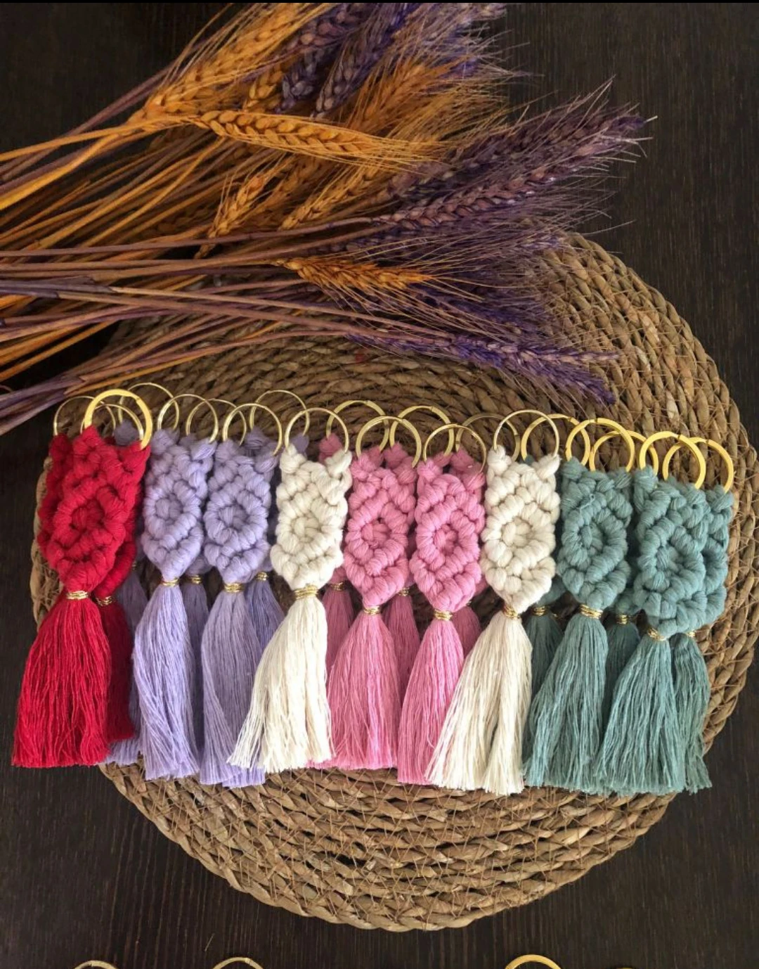 100 pcs macrame keychain mixed color gift for baby shower event baptism wedding henna night