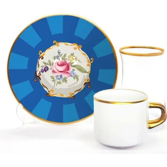 

Toygar Damla Asena Tea Coffee Set 6+6 Blue Flower