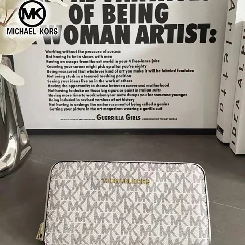 MICHAEL KORS New Women's Fashion Leisure Long Double Zipper Wallet MK Large Capacity Multi functional Women's Wallet Card Bag