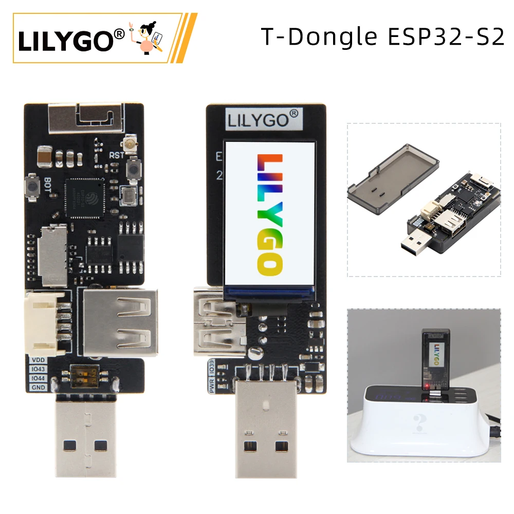 LILYGO® T-Dongle ESP32-S2 Development Board Wireless WIFI Module OTG Male Female Interface 1.14 inch LCD Display Support TF Card