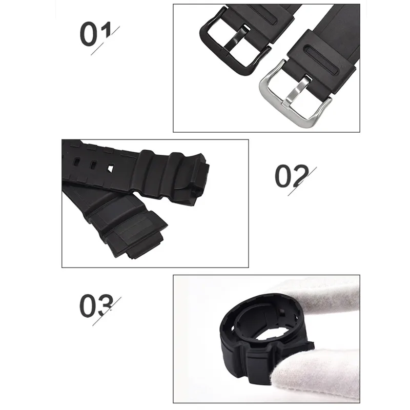 Resin Strap For Casio MCW-100H/110H/W-S220/HDD-S100 WV-200/AE-2000/2100 16mm Sports Waterproof Watch Accessories