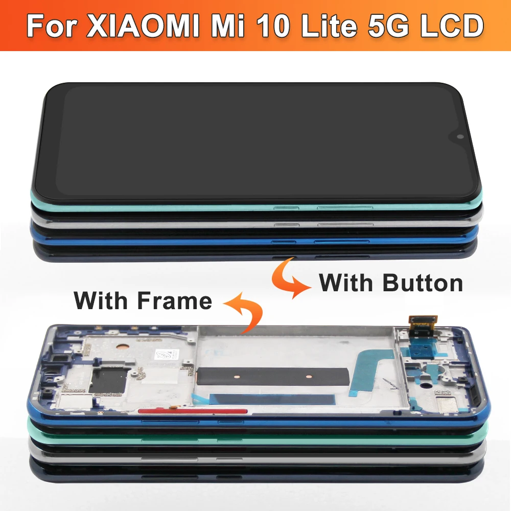 100% Test Mi 10 Lite Lcd For Xiaomi Mi10 Lite Lcd Display Touch Screen Digitizer Assembly For Mi 10Lite Lcd M2002J9G 5G