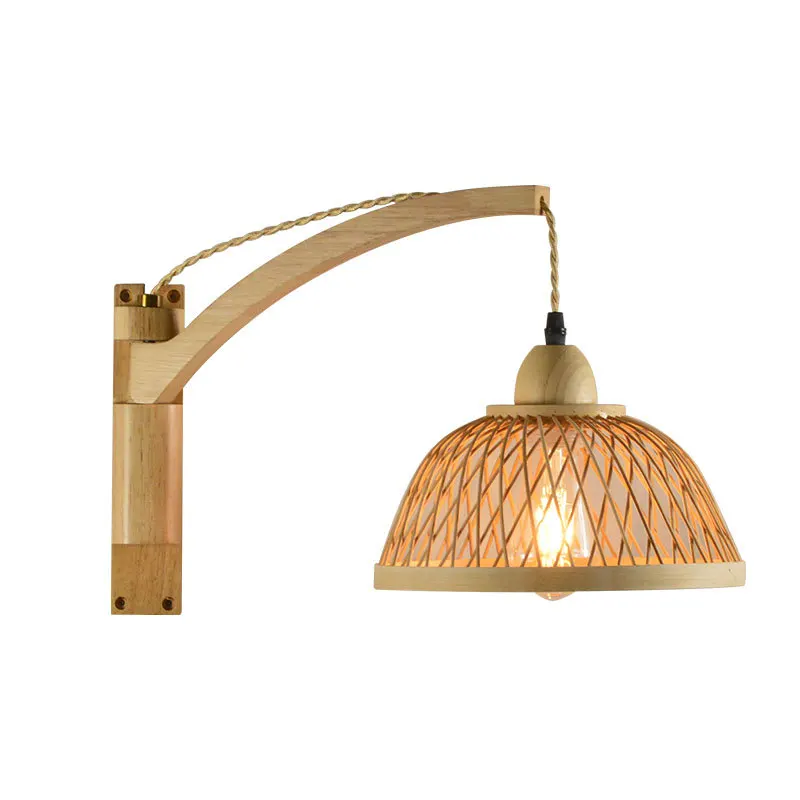 

Vintage Folding Wooden Wall Lamp Adjustable Living Room Bedroom Bedside Lamp Tea Room Homestay Coffee Aisle Bamboo Wall Sconce