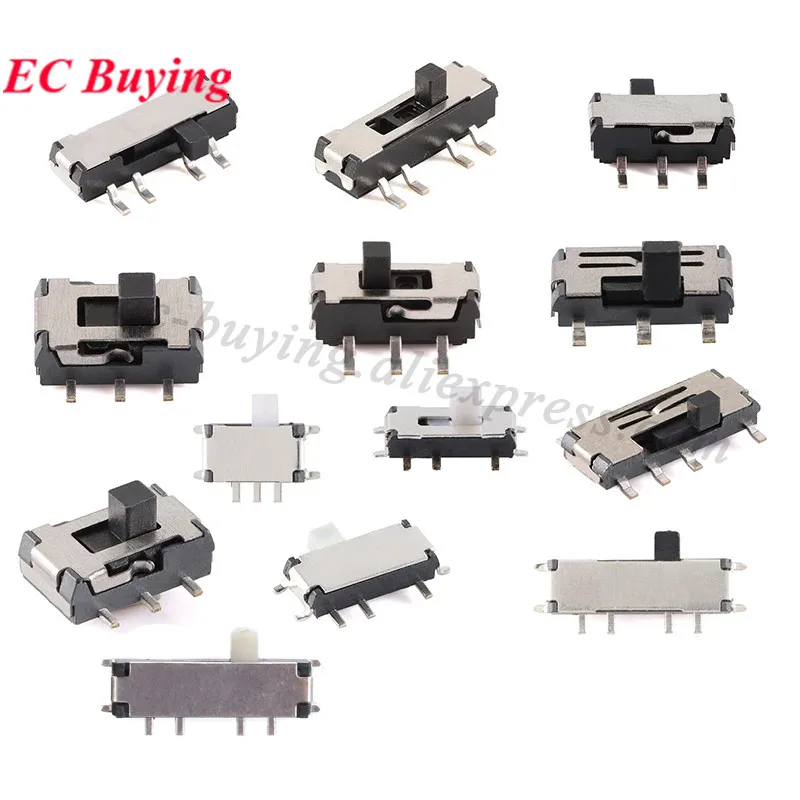 5-100Pcs Micro-power Toggle Switch DIP On/Off 1P2T SPDT SMD Toggle Slide Switch Single and Double-row Direct-inserted Horizontal