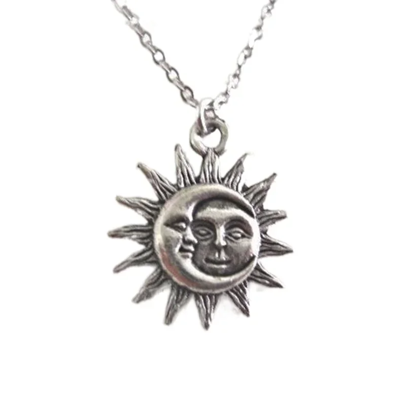 Nowy naszyjnik ze słońcem i księżycem Urok Niebiańska biżuteria Dainty Love Friendship Soulmate Statement Punk Pendant Gift Fashion Women Men — zdjęcie 2