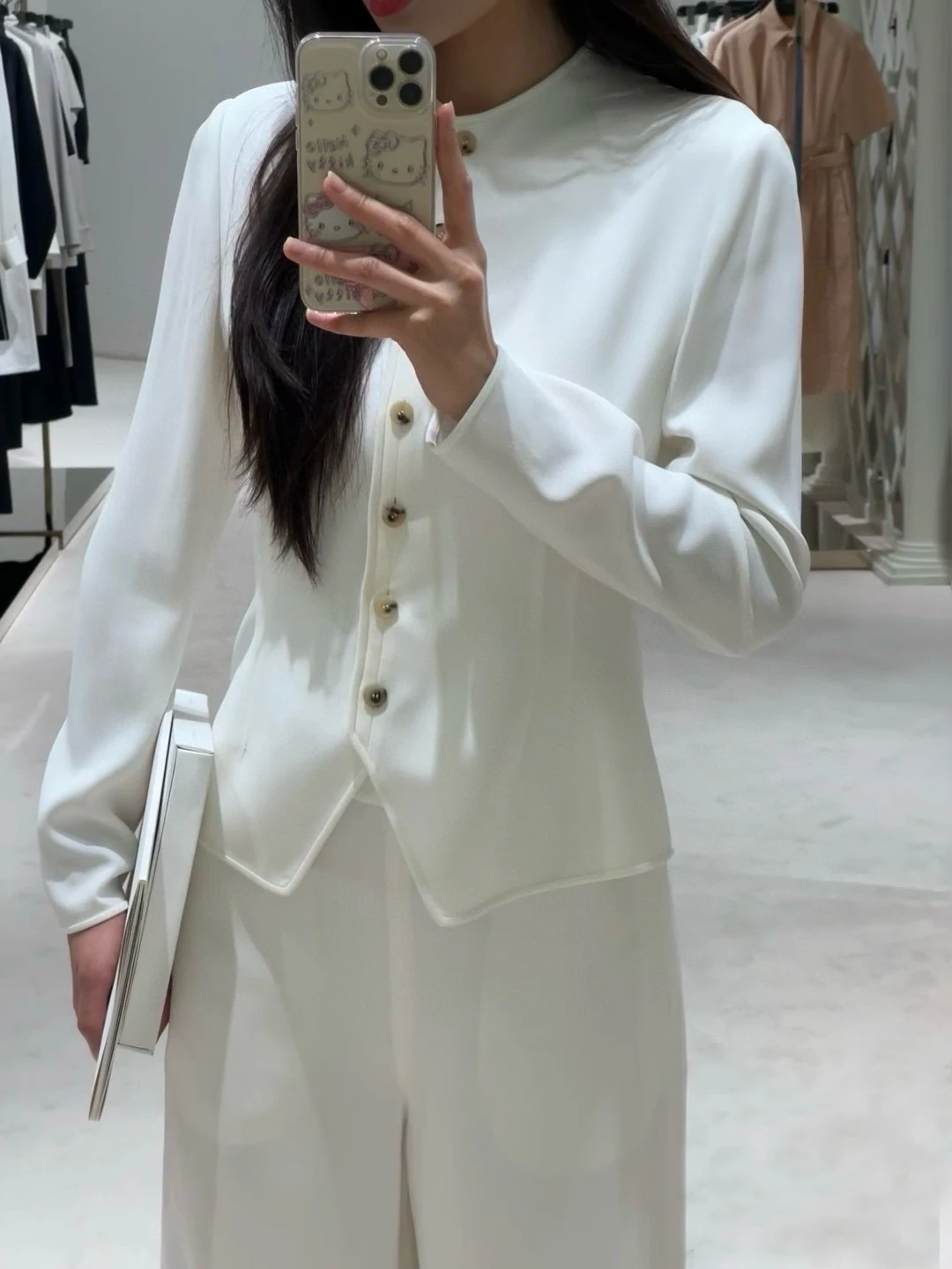 بدلة صوف أنيقة للخريف للسيدات، صورة ظلية بخطوط نقية بسيطة