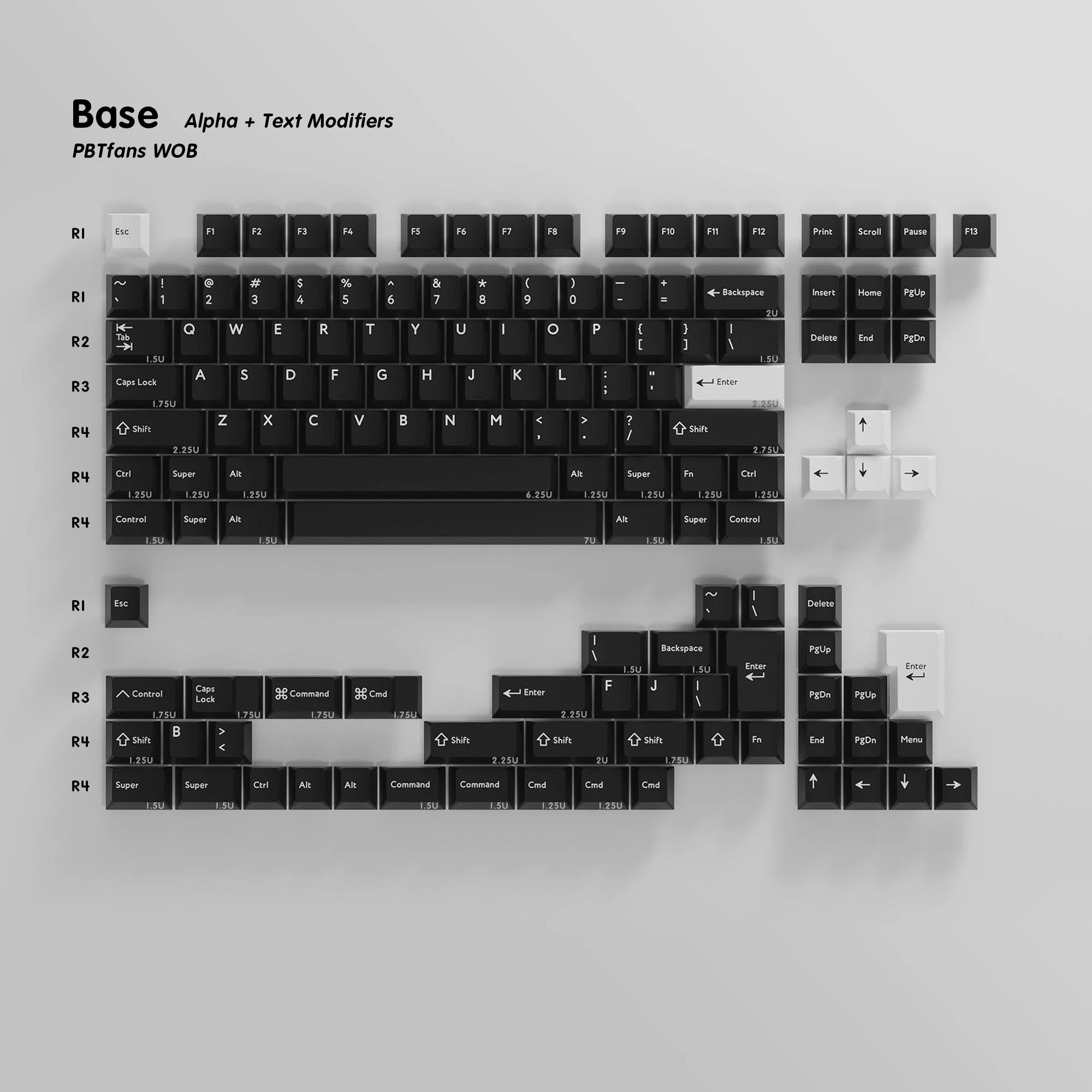 [Base kit] PBTfans WOB PBT Material Doubleshot Cherry Profile Keycaps Icon/Text Modifiers /ISO Enter/1.75U Shift/Command key