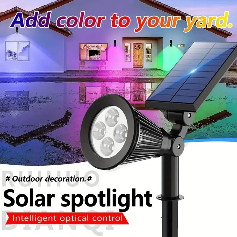 

Solar spotlight, outdoor waterproof trees, bright LED outdoor landscape floodlight, used for safe lighting of the yard.