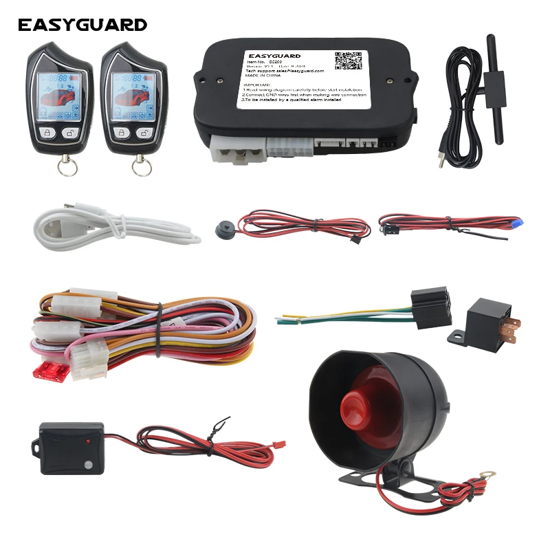 

EASYGUARD EC208 FSK 2-сторонняя Автомобильная сигнализация с перезаряжаемым дисплеем и удаленным разблокировкой багажника, Противоударная система освещения 12 В постоянного тока