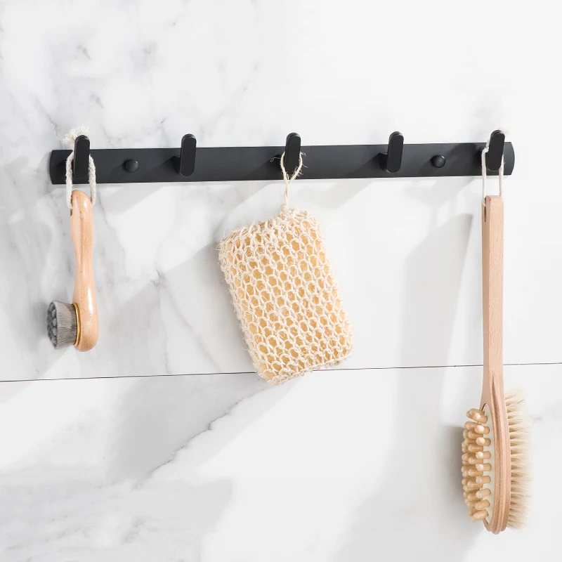 

White/Black Hanger Hook Row Hooks Door Wall Hanging Adhesize Key Holder Towel Rack Home Organizer Kitchen Bathroom Accessories