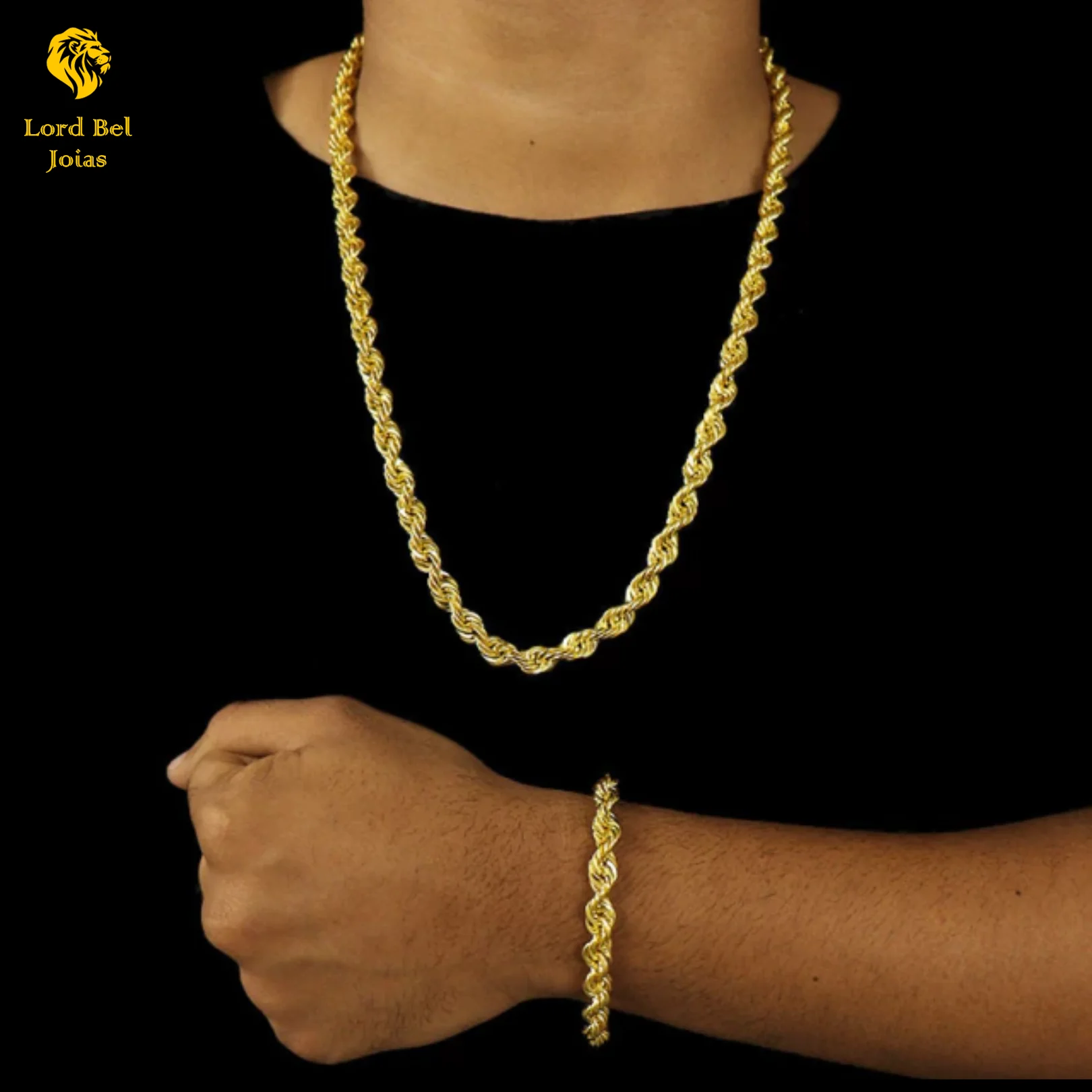 Elo Baiano 8mm Chain + Nordic Gold Bracelet Kit®Eternal 18K Brightness | Lord Bel Ancient Currency Jewelry