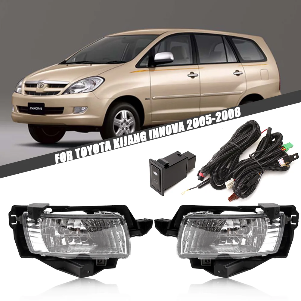 Front Bumper Fog Lamp Upgrade Kit FOR TOYOTA KIJANG INNOVA 2005 2006 2007 2008 Version Additional Foglight Set Switch + Wiring