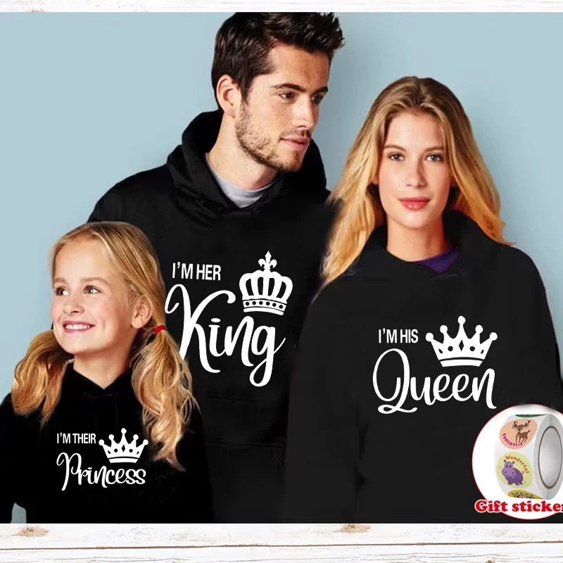 

Family Outfits Family Hoodies King Queen Princess Hoodies Black Matching Hoodies Sweatshirts 2024 Christmas Black Family Outfits