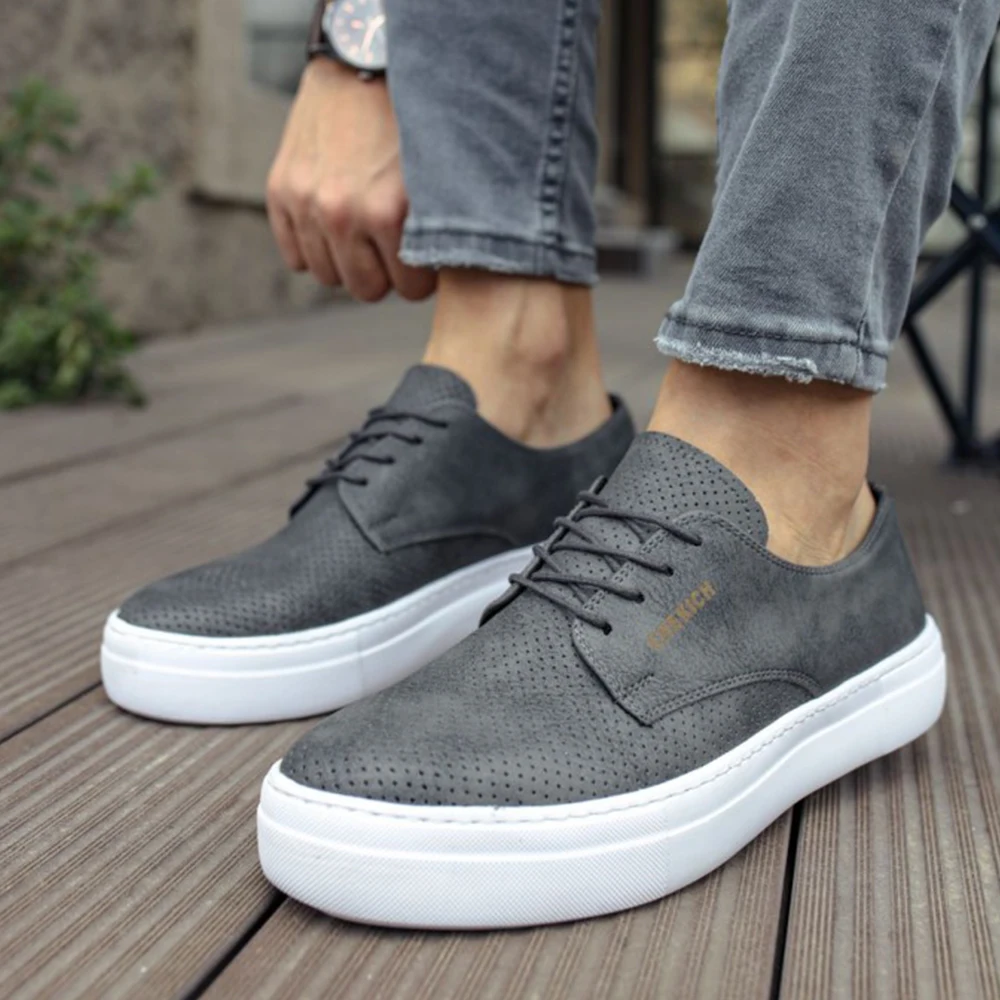 

FOH Store Sneakers for Men Women GRAY Artificial Leather 2023 Spring Autumn Casual Lace Up Fashion Shoes High Base Sport Comfortable Light Vulcanized Daily Original Canvas Odorless Orthopedic Suits Office Wedding 061