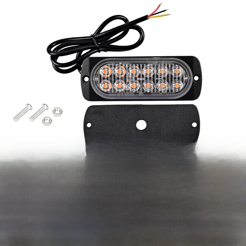 12 LED-Stroboskoplichter, Notfall-Blinkleuchte, Warnleuchte, 12V 24V Stroboskope für Auto, Tagfahrlicht, LKW, Gelb, Rot, Blau