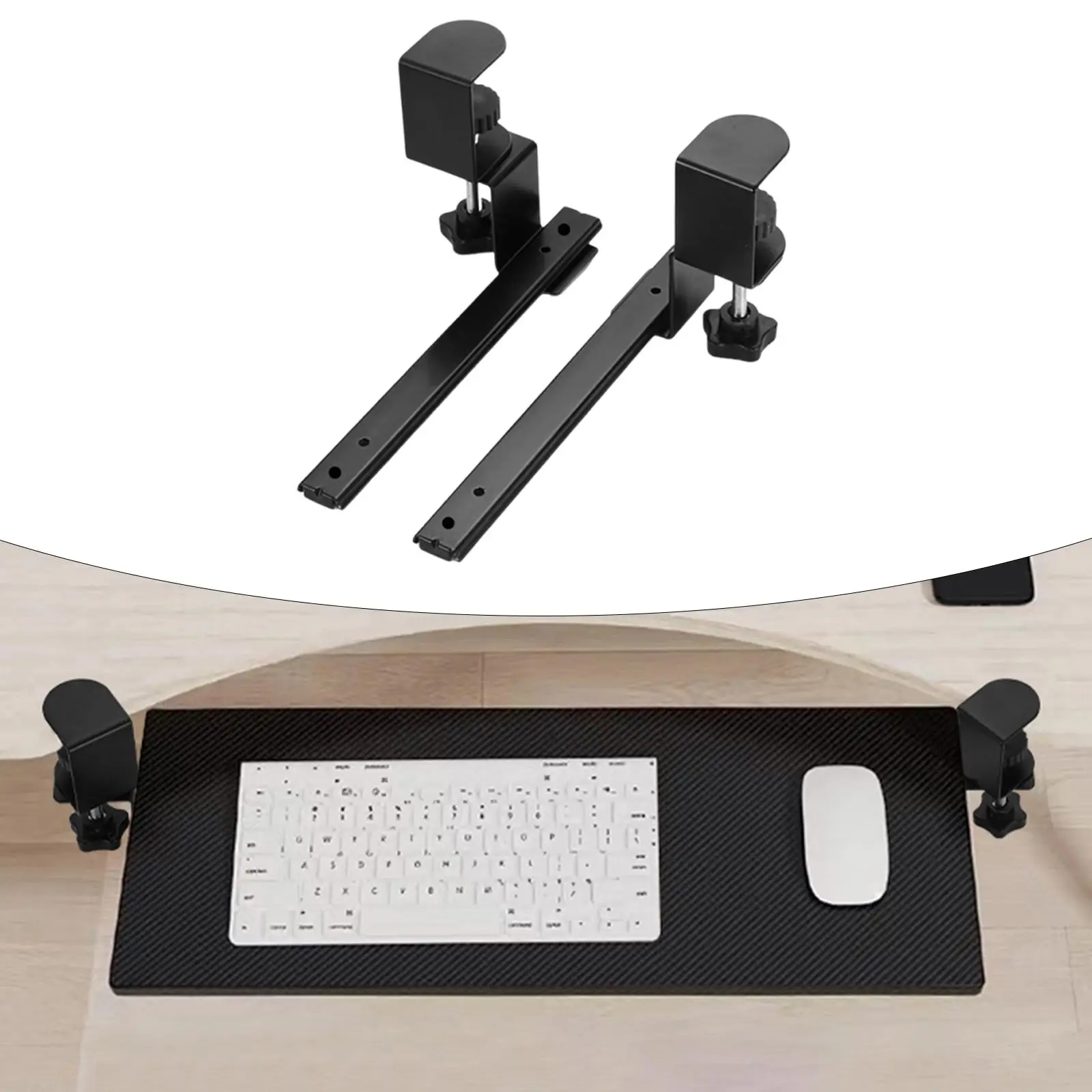 

2 Pieces Under Desk Keyboard Tray Slide Furniture Desk Side Mount for Office Keyboard Tray Under Desk Slide Full Extension