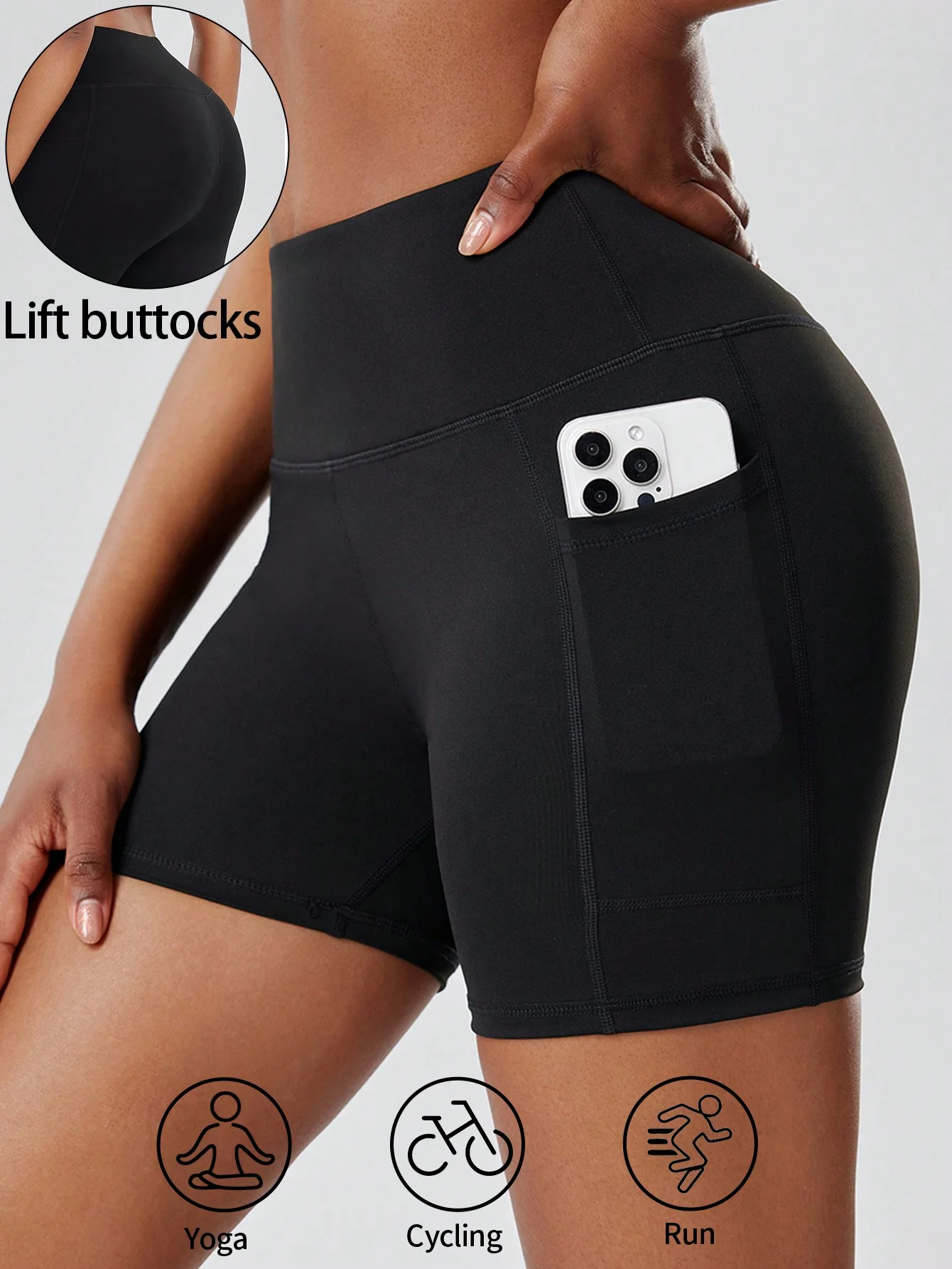 Women's Yoga Shorts,Leggings With Pockets,Black,High Waisted Tummy Control,Black Biker Shorts,Women Sports Shorts,Breathable