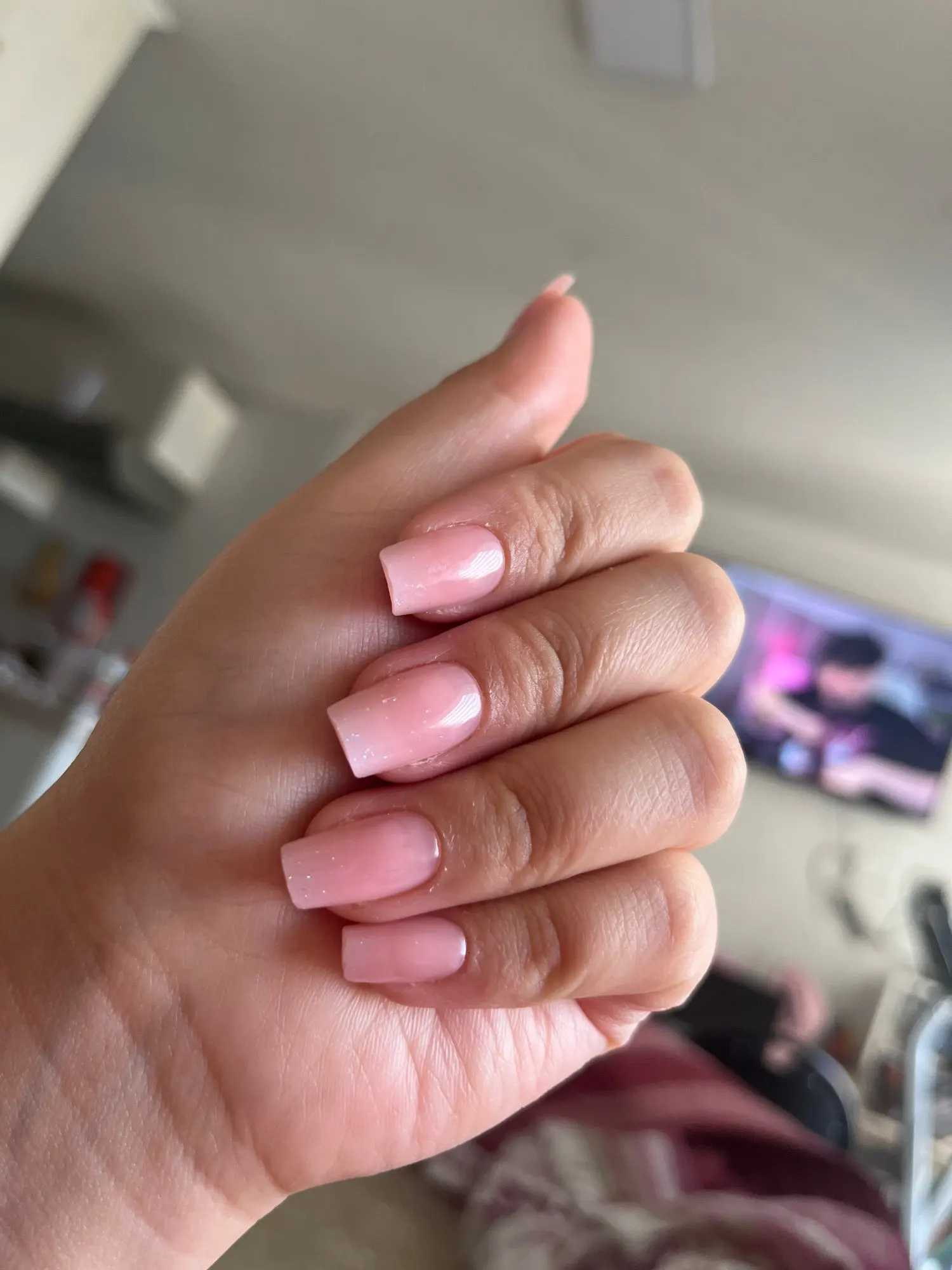 24Pcs French False Nails Almond Fake Nails with Glue Press on White Edge Design Wearable Simple Ins Pink Stiletto Nail Tips photo review