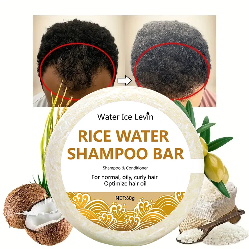 Rice Water Shampoo Bar Shampoo & Conditioner 2‑in‑1 Deep Cleansing Control Hair Oil Solid Shampoo Bar for Oily Normal Curly Hair