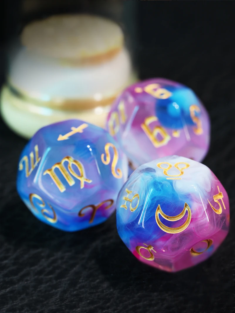 

3Pcs/Set Acrylic Game Starry Sky Dice Set Dragon and Dungeons Nebula Galaxy D12 Dice DND Table Games