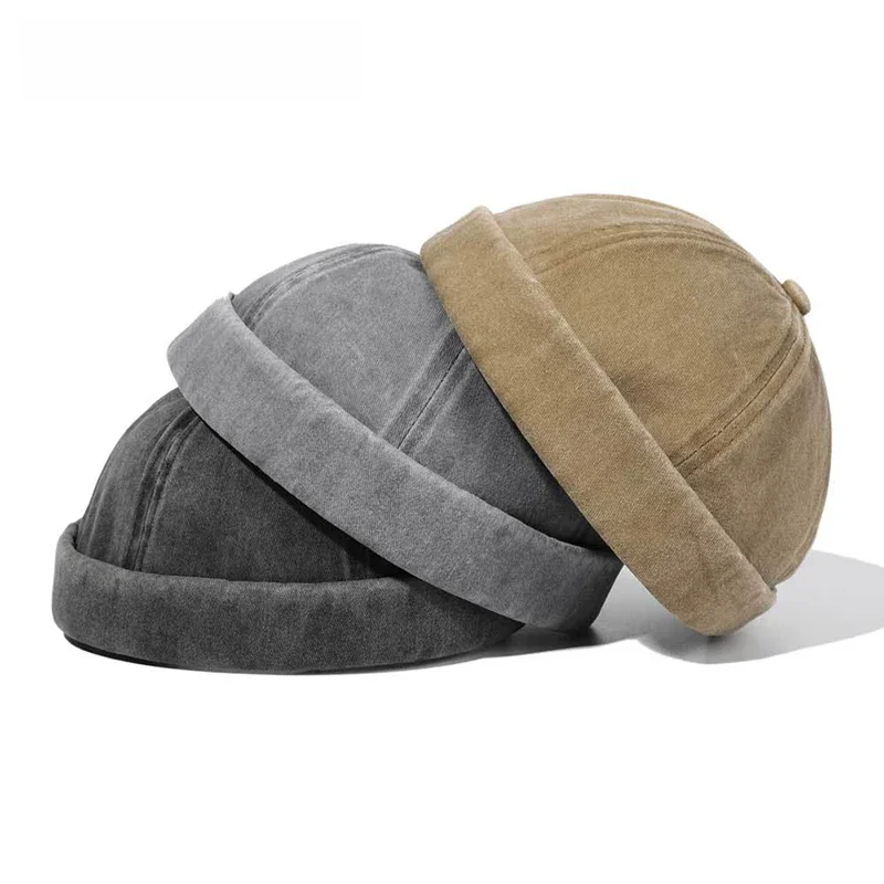 Bocca Washed Docker Beanie Brimless Cap Hat Without Visor Solid Color Retro Vintage Street Style Spring Autumn Outdoor Gorras — zdjęcie 2