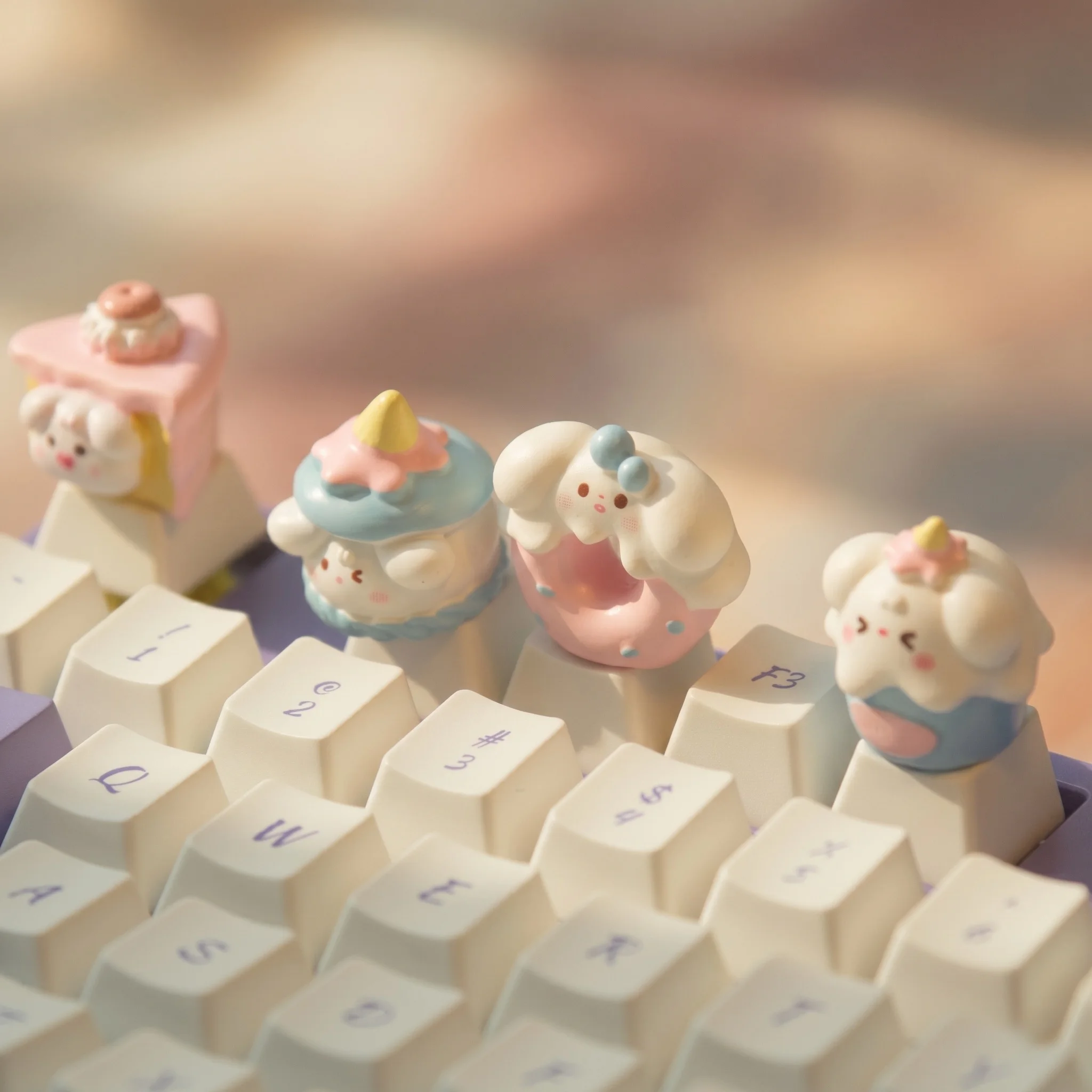 Cute Cake Keycaps Set INS Style Aesthetic Mechanical Keyboard 3D Dessert Ice Cream Unicorn Keycap for Cherry MX Gaming Keyboard