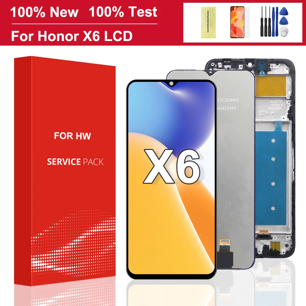 100% Tested For Honor X6 LCD Display Touch Screen Digitizer Assembly For Honorx6 VNE-LX1, VNE-LX2, VNE-LX3 Display With Frame