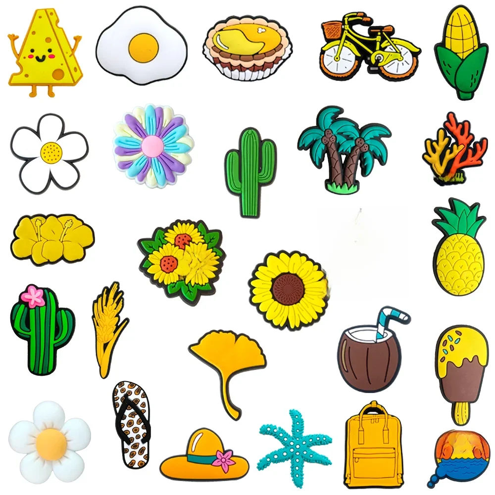 Breloques de chaussures d'été pour garçons, fleur de dessin animé, coeur AMP, épingles en PVC, accessoires de décoration, 1 pièce