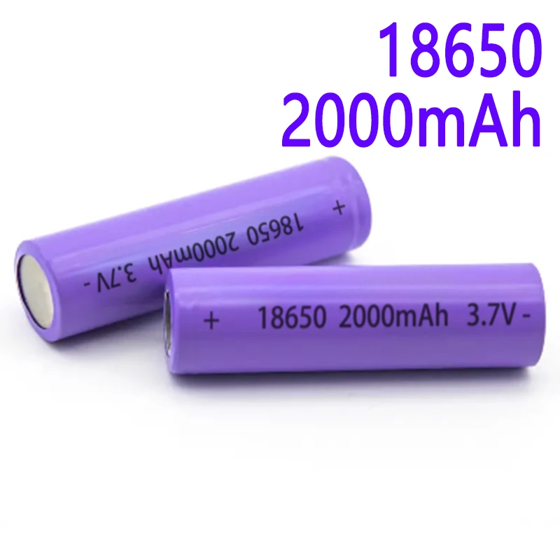 

18650 3.7V 2000mAh High Capacity Rechargeable Li-ion Battery Cylindrical Cell for Flashlights, Power Tools, DIY Projects & Toys