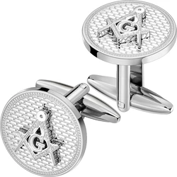 Stainless Steel Masonic Cufflinks For Men Silver Tone Square And Compass G Letter Design Dress Shirt Accessories Wedding Gift