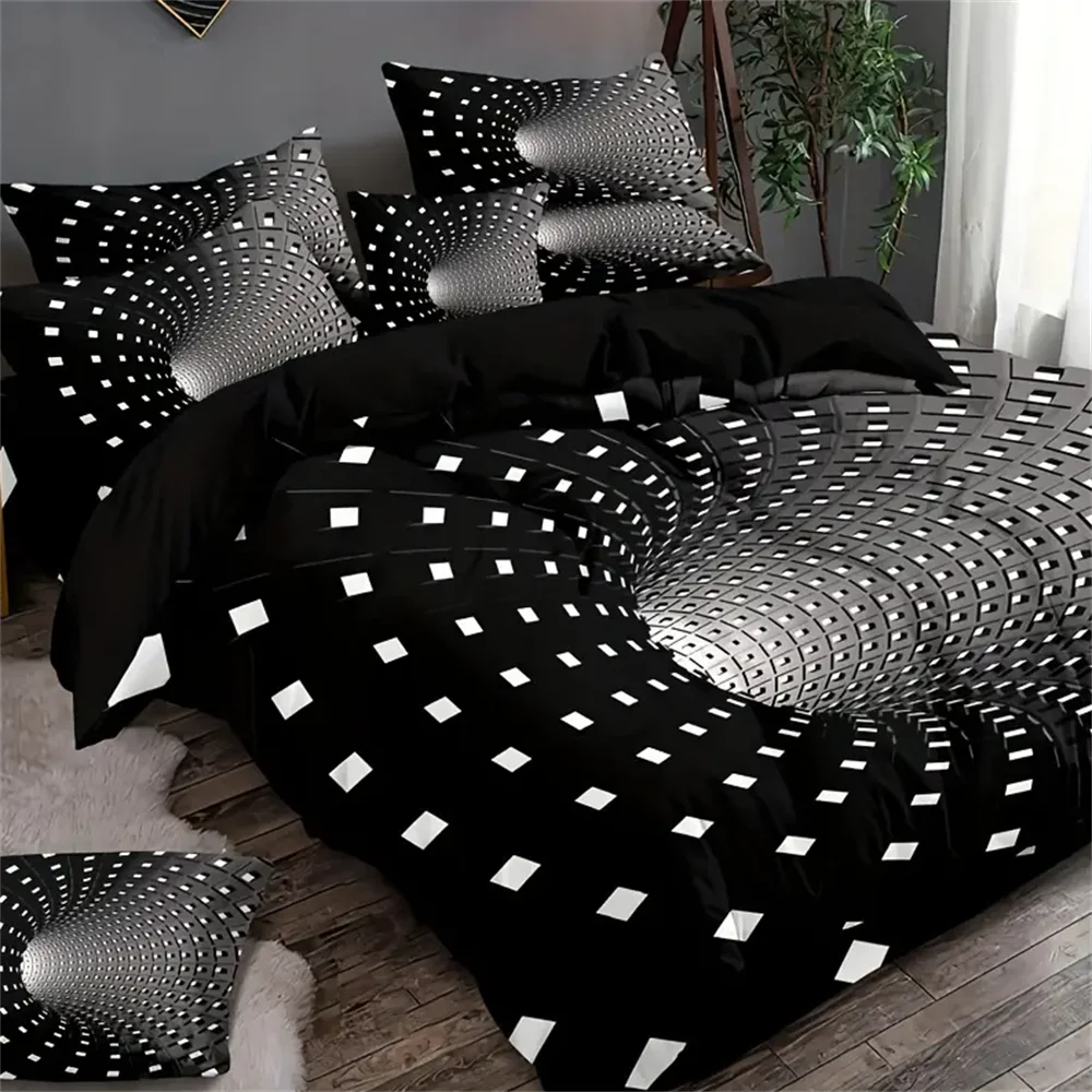 

3D Time Tunnel Pattern Duvet Cover Set (1 Duvet Cover + 2 Pillowcases, Without Core) - Soft And Comfortable Bedding Set