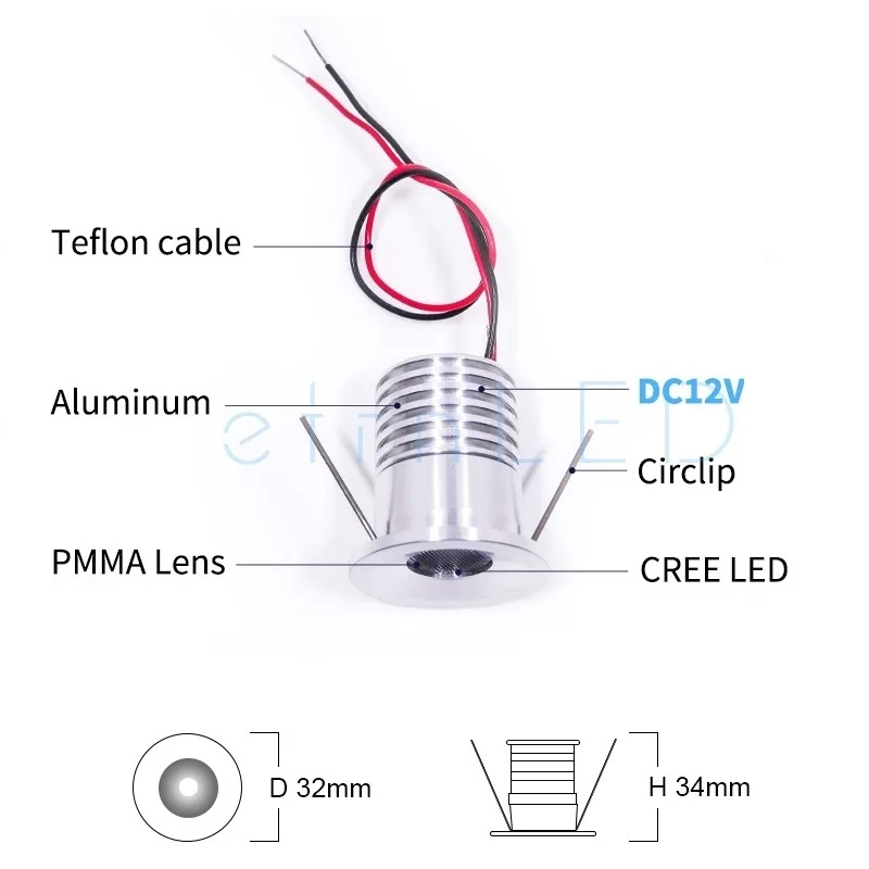 etrnLED Sauna Light Mini Led Spotlight Waterproof IP65 RGB Outdoor Ceiling Spots Kitchen Terrace Bathroom Cabinet Lamp 12V 3W