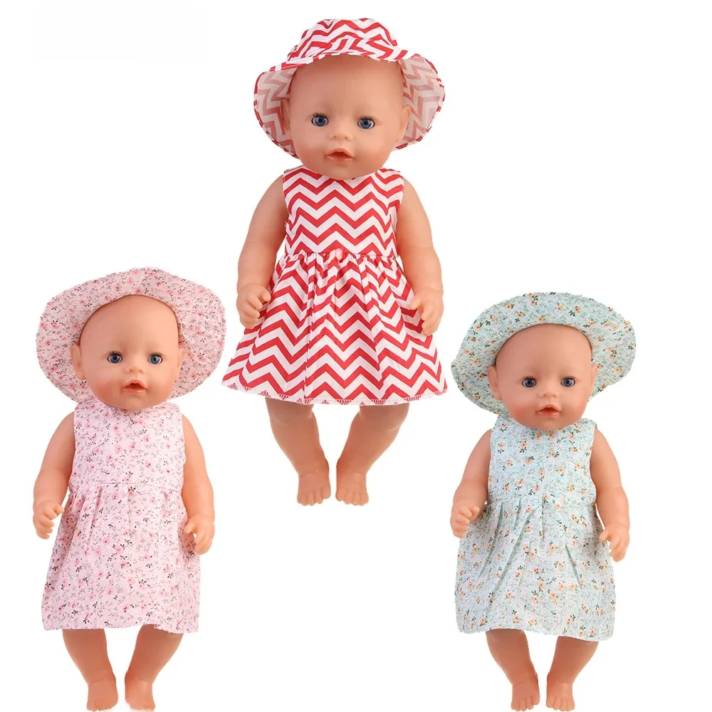 Nowa 43 cm Born Baby Doll Clothes Hat Dress For 18 Inch 1/3 BJD Dolls White Sock Underwear For Girl — zdjęcie 2