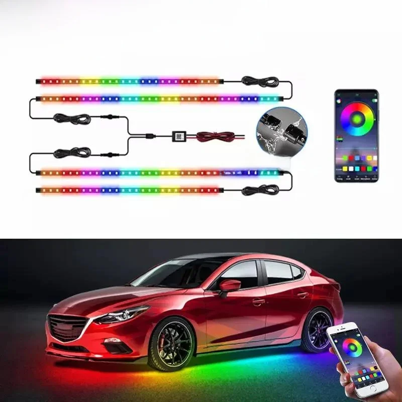 BLALION Flexibele Auto Underglow Light Strip 12V LED Underbody Omgevingslicht Met App Controle Neon Auto Decoratieve Sfeerlamp - afbeelding 2