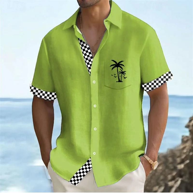 Camisa de manga corta con solapa para hombre, ropa hawaiana informal, talla grande, XS-5XL, 11 colores, novedad de verano