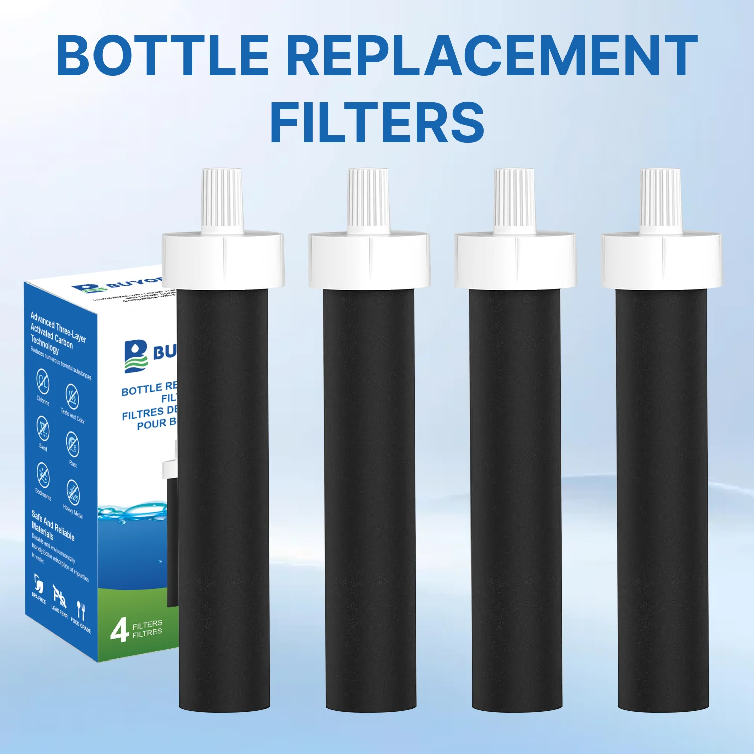 

Сменный фильтр для бутылки с водой с активированным углем для Brita BB06, подходит для жестких пластиковых бутылок из нержавеющей стали, без BPA, 4 шт.